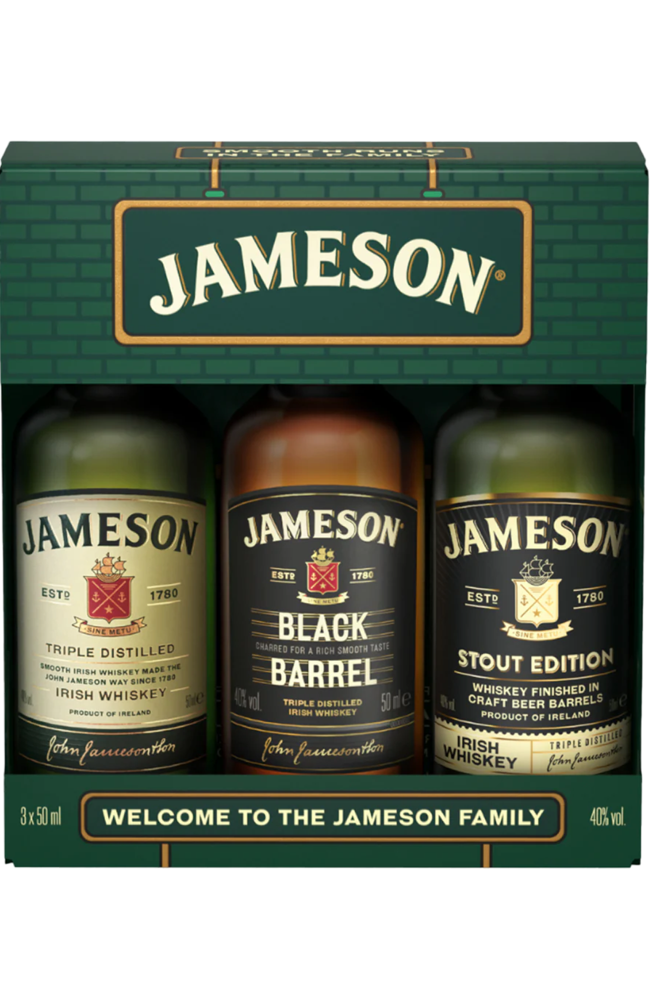 レア 希少品 JAMESON ミニチュアボトル 3本セット 箱入り Miniature - Jameson Tripack 3 x 5cl Triple Distilled/Black Barrel/Stou