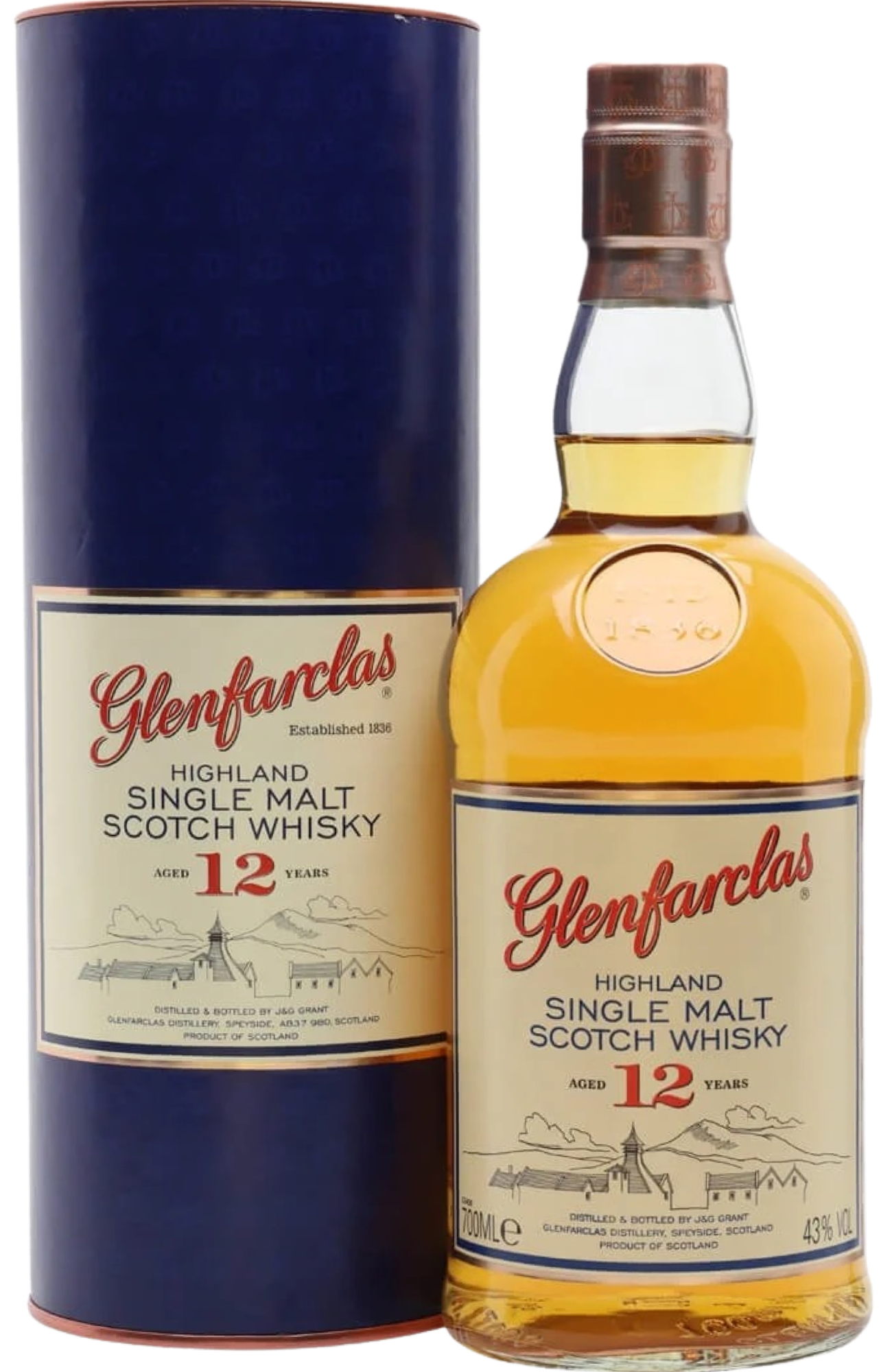 Glenfarclas 12 Years + GB 43% 70cl – Spades Wine & Spirits | 4000+