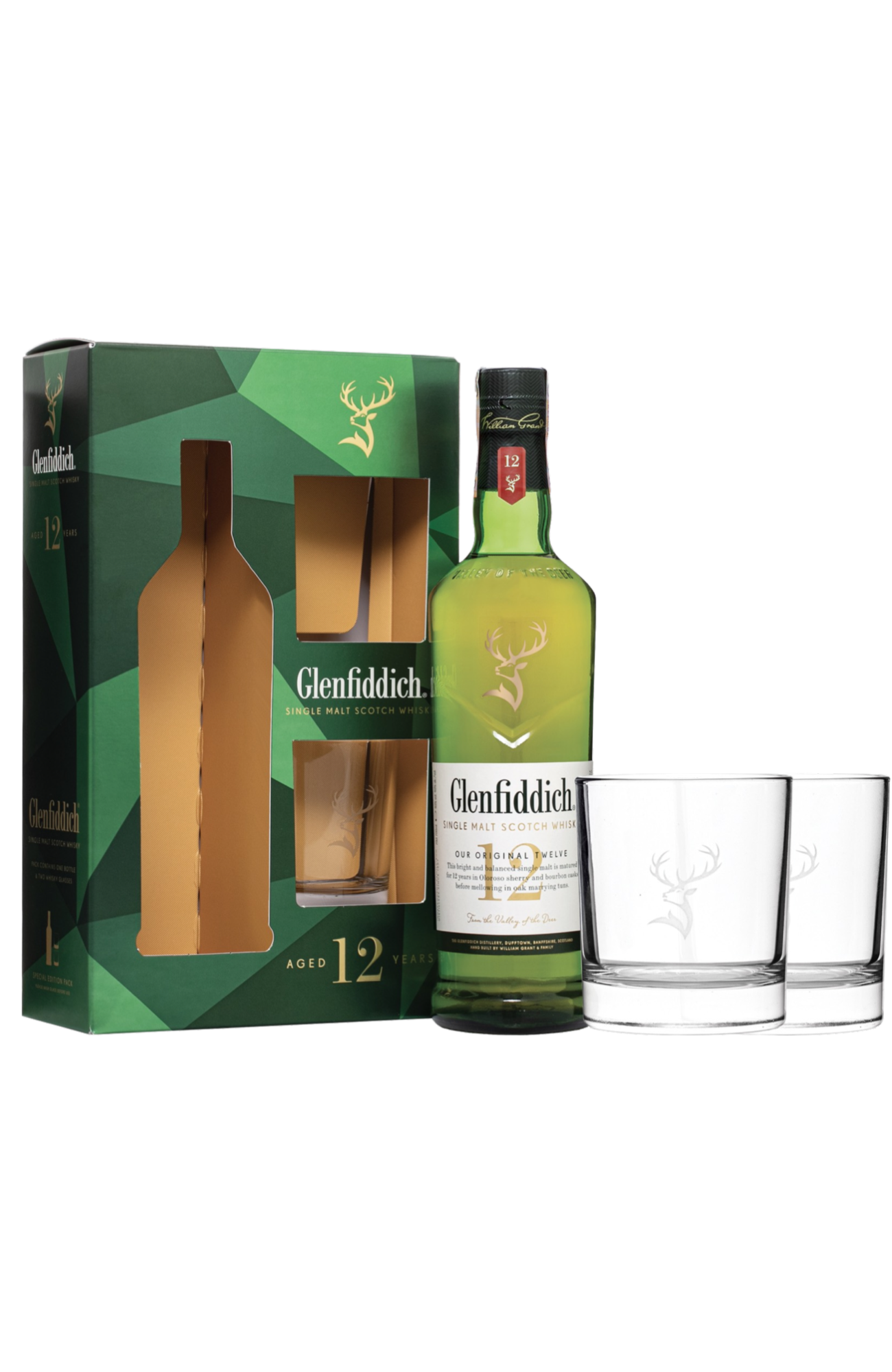 Glenfiddich 12 Years + 2 Glasses 40% 70cl – Spades Wine & Spirits