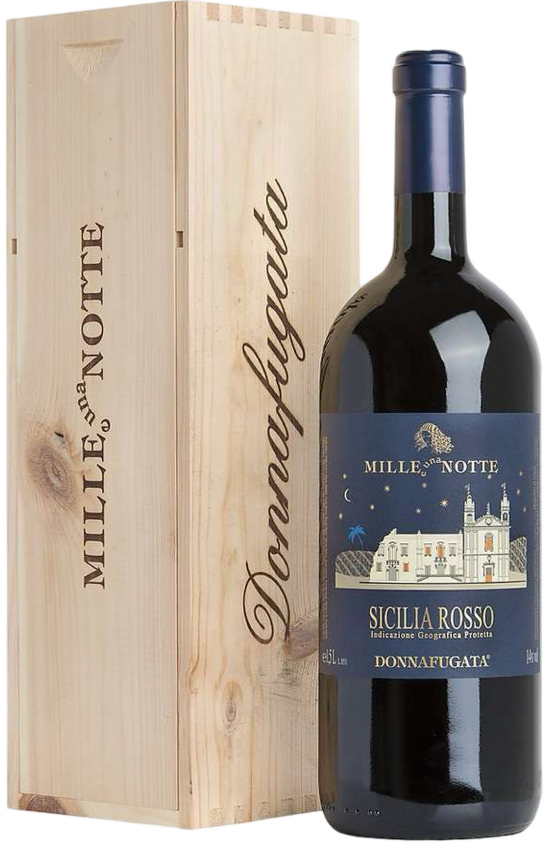 Donnafugata Mille e Una Notte 150cl Magnum by Spades Wines & Spirits, a luxurious Sicilian red wine with rich flavors of dark berries, plum, and hints of chocolate and spice. Perfectly paired with roasted meats, rich pasta dishes, and aged cheeses. Ideal for elegant dinners and special celebrations.