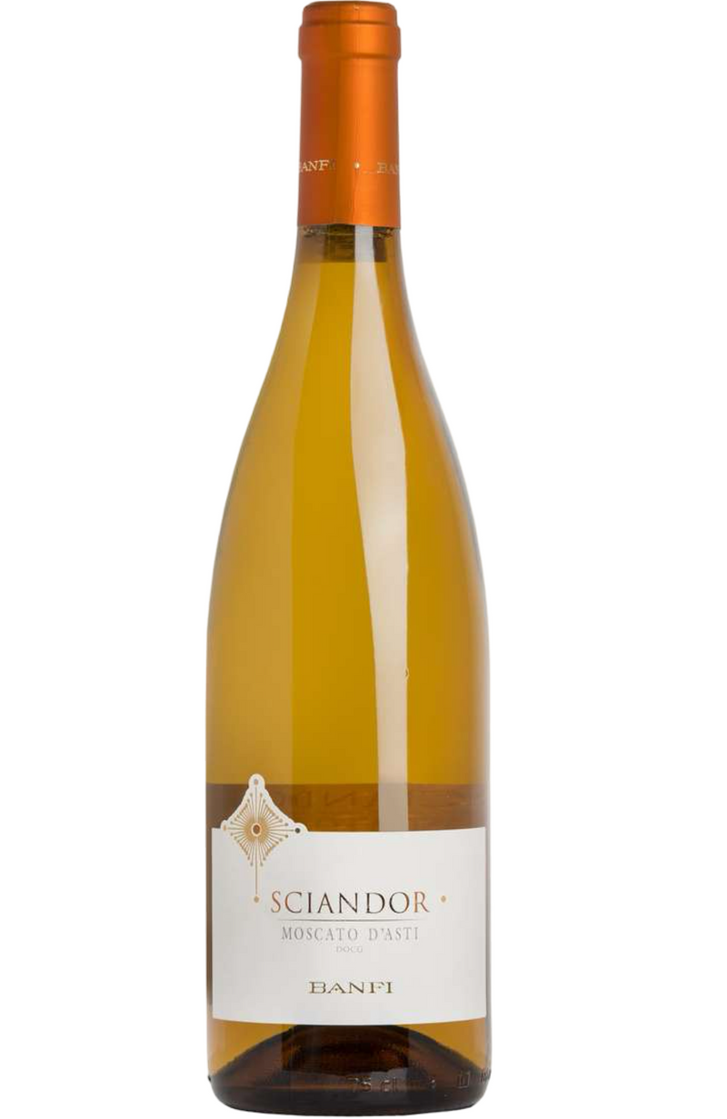 Banfi 'Sciandor' Moscato d'Asti 75cl by Spades Wines & Spirits, a sweet and aromatic Italian sparkling wine with notes of peach, apricot, and floral undertones. Perfectly paired with fruit-based desserts, light pastries, and soft cheeses. Ideal for celebrations and delightful moments.