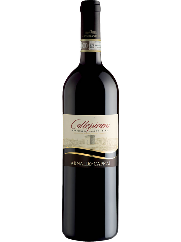 Arnaldo Caprai Montefalco Sagrantino Collepiano 75cl from Umbria, Italy. This bold red wine is made from Sagrantino grapes, known for their intense flavors and rich tannins. It features a deep ruby color and complex aromas of dark fruits, blackberries, and plum, accented by earthy notes and hints of spice. The palate is full-bodied with robust tannins, flavors of dark chocolate, licorice, and a long, elegant finish. Best enjoyed with hearty dishes such as grilled meats, game, and aged cheeses.