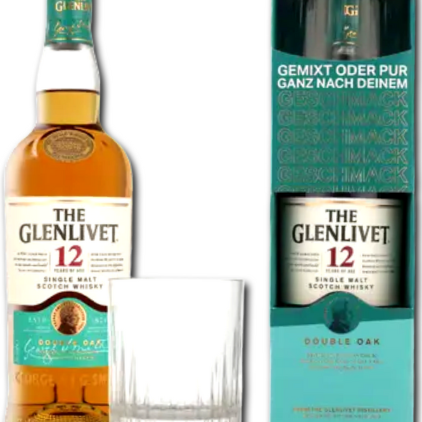 The Glenlivet 12 Years Double Oak + Glass gift pack 40% 70cl The Glenlivet 12 Years Double Oak + Glass gift pack 40% 70cl