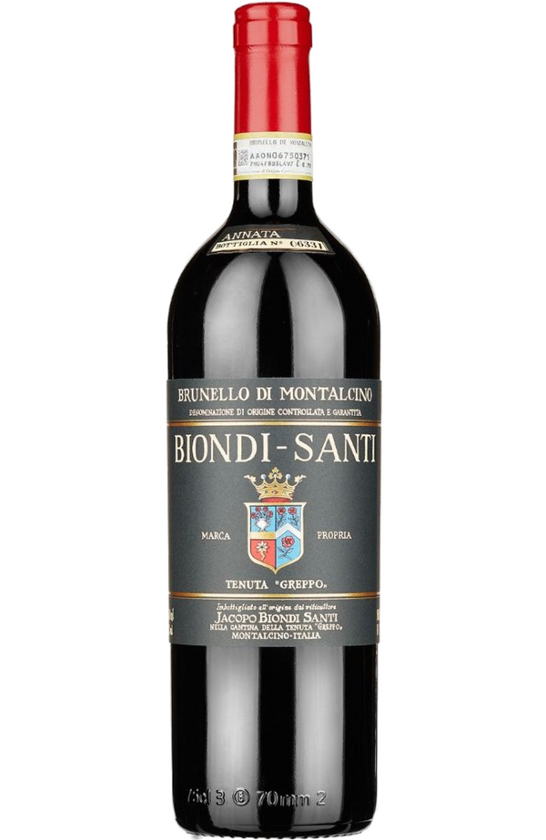 Biondi-Santi Brunello di Montalcino 2018 75cl bottle from Spades Wines & Spirits. A prestigious red wine from the heart of Tuscany, Italy, crafted exclusively from Sangiovese Grosso grapes. Known for its elegance and longevity, this Brunello offers complex aromas of red cherries, violets, and earthy spices, with subtle notes of tobacco and leather. The palate is full-bodied, structured, with fine tannins and a remarkable finish. Ideal for pairing with red meats, game, and mature cheeses.