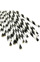 T - 100 Black and White Paper Straws x 1 Pack