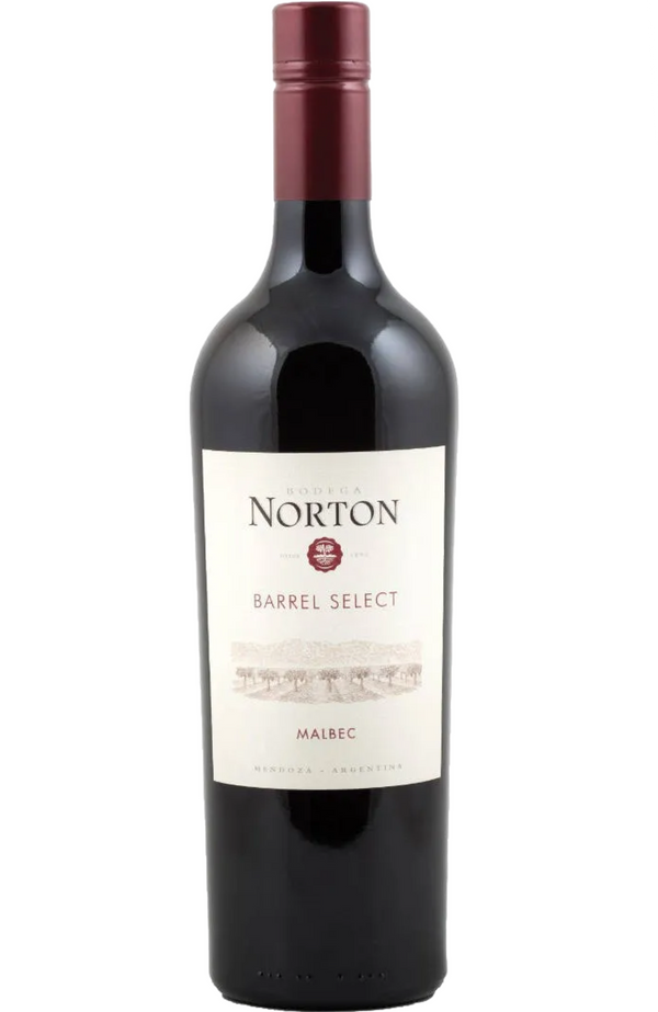 Bodega Norton Merlot Barrel Select from Spades Wines & Spirits. A premium Argentine red wine crafted from carefully selected Merlot grapes. This wine showcases vibrant aromas of ripe plum, cherry, and subtle oak, with smooth tannins and a rich, velvety finish. Perfect for pairing with grilled meats, pasta dishes, and soft cheeses.