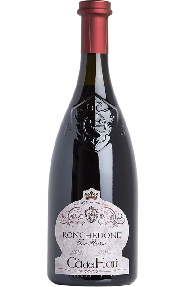 Ca' dei Frati Ronchedone Rosso 75cl bottle from Spades Wines & Spirits. A rich red wine from the Lugana region in Italy, crafted from a blend of indigenous grape varieties, including Corvina and Merlot. This wine features intense aromas of dark berries, plum, and hints of spice, with velvety tannins and a long, smooth finish. Perfect for pairing with grilled meats, hearty pasta dishes, and aged cheeses.