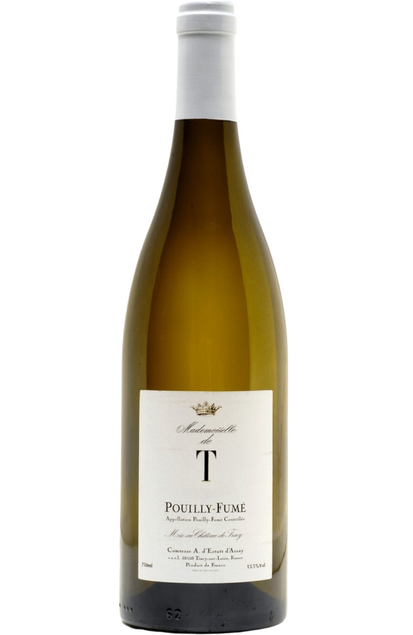 Chateau de Tracy Mademoiselle de T Pouilly-Fume 75cl bottle from Spades Wines & Spirits. An elegant white wine from the Pouilly-Fume appellation in the Loire Valley, France, crafted from 100% Sauvignon Blanc grapes. This Pouilly-Fume presents bright aromas of citrus, green apple, and flint, with a crisp, mineral-driven palate and a refreshing finish. Ideal for pairing with seafood, goat cheese, and light salads.