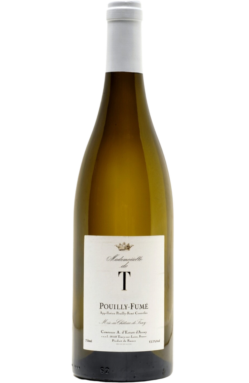 Chateau de Tracy Mademoiselle de T Pouilly-Fume 75cl bottle from Spades Wines & Spirits. An elegant white wine from the Pouilly-Fume appellation in the Loire Valley, France, crafted from 100% Sauvignon Blanc grapes. This Pouilly-Fume presents bright aromas of citrus, green apple, and flint, with a crisp, mineral-driven palate and a refreshing finish. Ideal for pairing with seafood, goat cheese, and light salads.