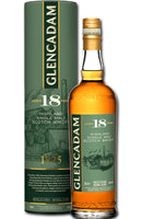 Glencadam 18-year-old Highland Single Malt Scotch Whisky bottle and packaging on a white background