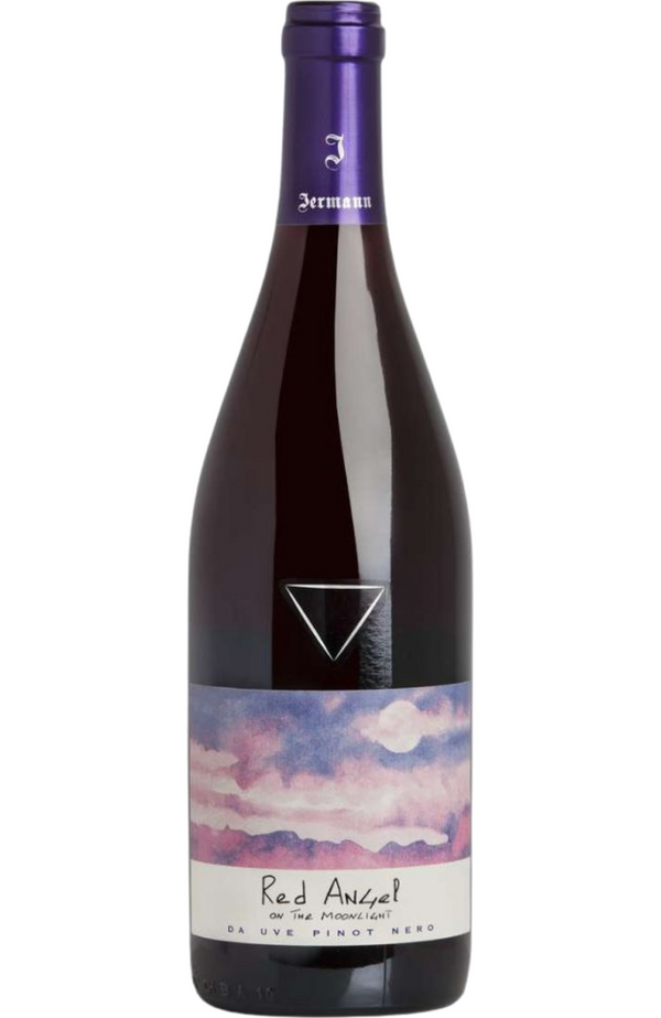 Jermann Red Angel on the Moonlight Pinot Nero 75cl bottle from Spades Wines & Spirits. A refined red wine from Friuli, Italy, made from the elegant Pinot Nero (Pinot Noir) grape. This wine offers delicate aromas of red berries, cherry, and subtle earthy notes, with smooth tannins and a balanced, velvety finish. Ideal for pairing with roasted poultry, grilled salmon, and soft cheeses.