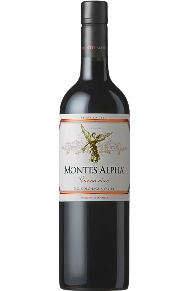 Montes Alpha Carmenere by Spades Wines & Spirits, a rich and smooth Chilean red wine with deep flavors of dark berries, plum, and spicy pepper notes. Perfectly paired with grilled lamb, roasted vegetables, and mature cheeses. Ideal for elegant dinners and special occasions.