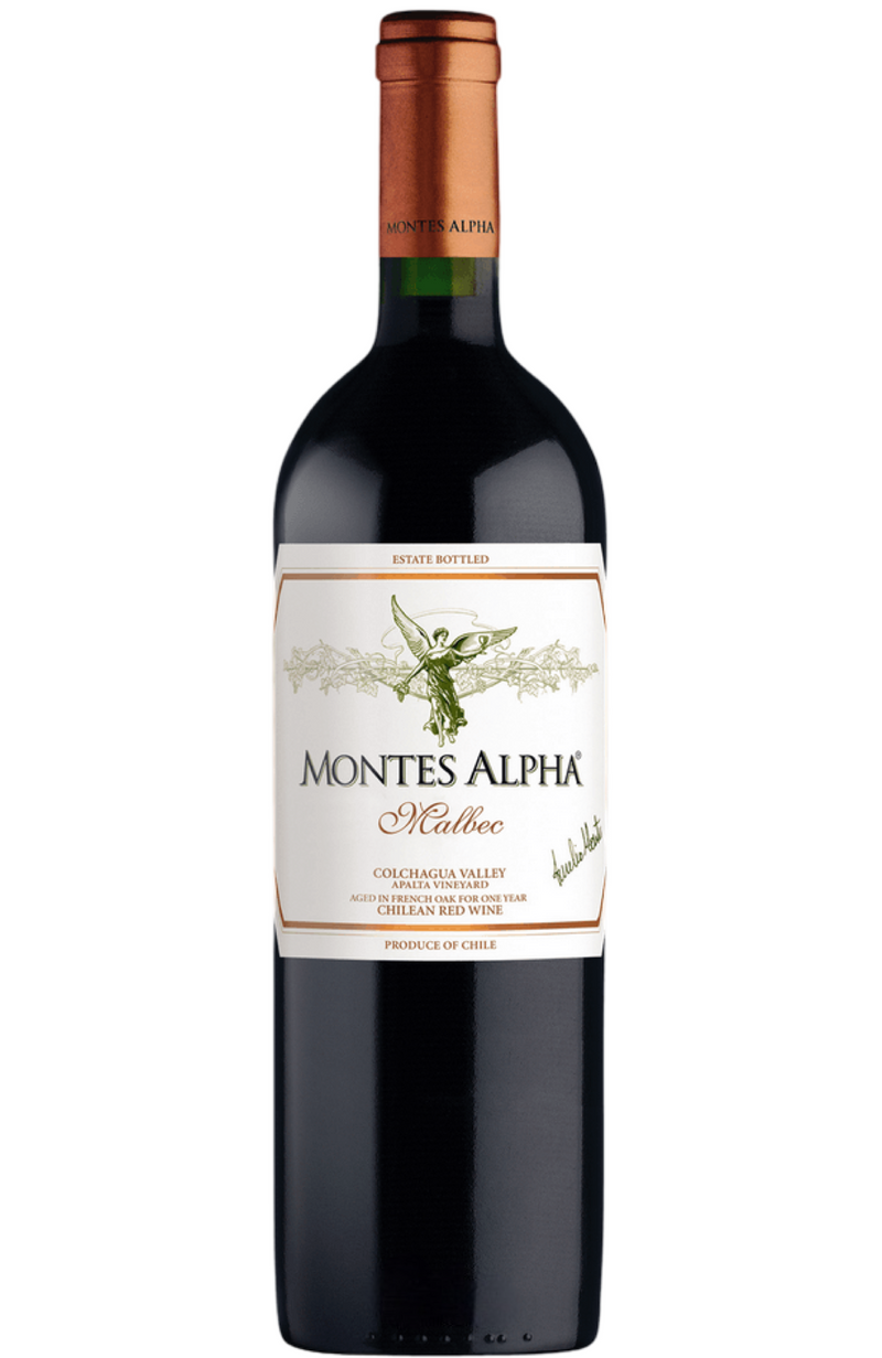 Montes Alpha Malbec by Spades Wines & Spirits, a bold and velvety Chilean red wine with rich flavors of blackberry, plum, and dark chocolate. Perfectly paired with grilled steaks, hearty stews, and aged cheeses. Ideal for indulgent dinners and special celebrations.