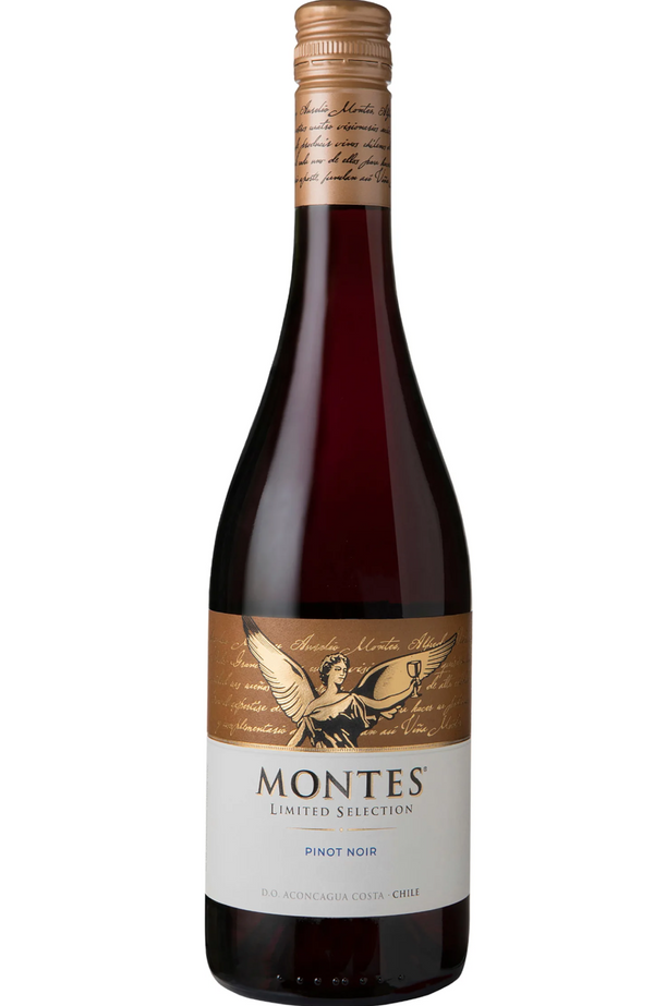 Montes Limited Selection Pinot Noir 14% 75cl by Spades Wines & Spirits, a smooth and elegant Chilean red wine with flavors of cherry, raspberry, and subtle spice. Perfectly paired with roasted poultry, grilled salmon, and soft cheeses. Ideal for intimate dinners and special occasions.