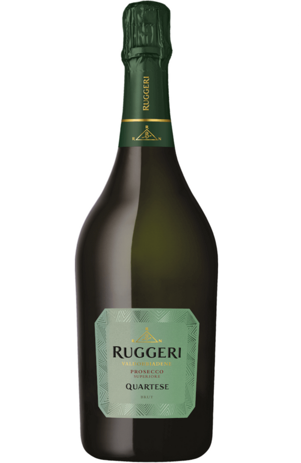 Ruggeri Quartese Prosecco Valdobbiadene DOCG Brut 75cl bottle from Spades Wines & Spirits. Fine sparkling wine from the prestigious Valdobbiadene region, crafted with a blend of Glera grapes. Bright notes of green apple, citrus, and white flowers, complemented by a crisp acidity and lively bubbles. Ideal for celebrating special moments or pairing with antipasti, seafood, and light dishes.