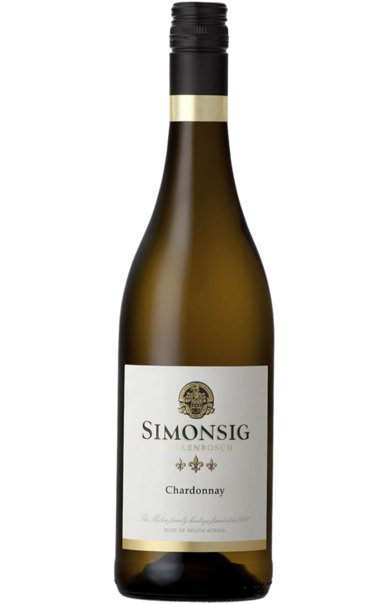 A refined and well-rounded white wine, Simonsig Chardonnay is a 75cl bottle that embodies elegance and balance. Its pale golden hue is complemented by enticing aromas of ripe citrus, tropical fruits, and a touch of vanilla from gentle oak aging. The sophisticated label highlights the wine's timeless appeal. Perfect for pairing with roasted poultry, creamy pastas, or grilled seafood, it delivers a rich, full-bodied palate with vibrant acidity and a smooth, lingering finish.