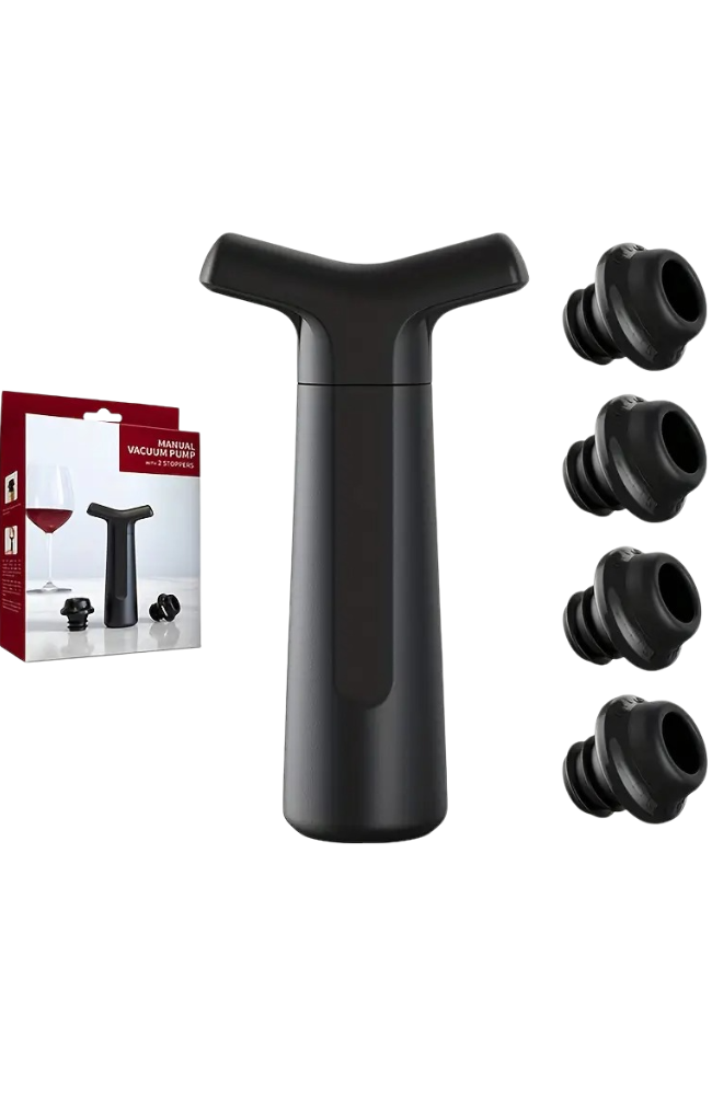 T - Vacuum Pump Wine Stoppers with 4 Bottle Stoppers Sealer x 1 b