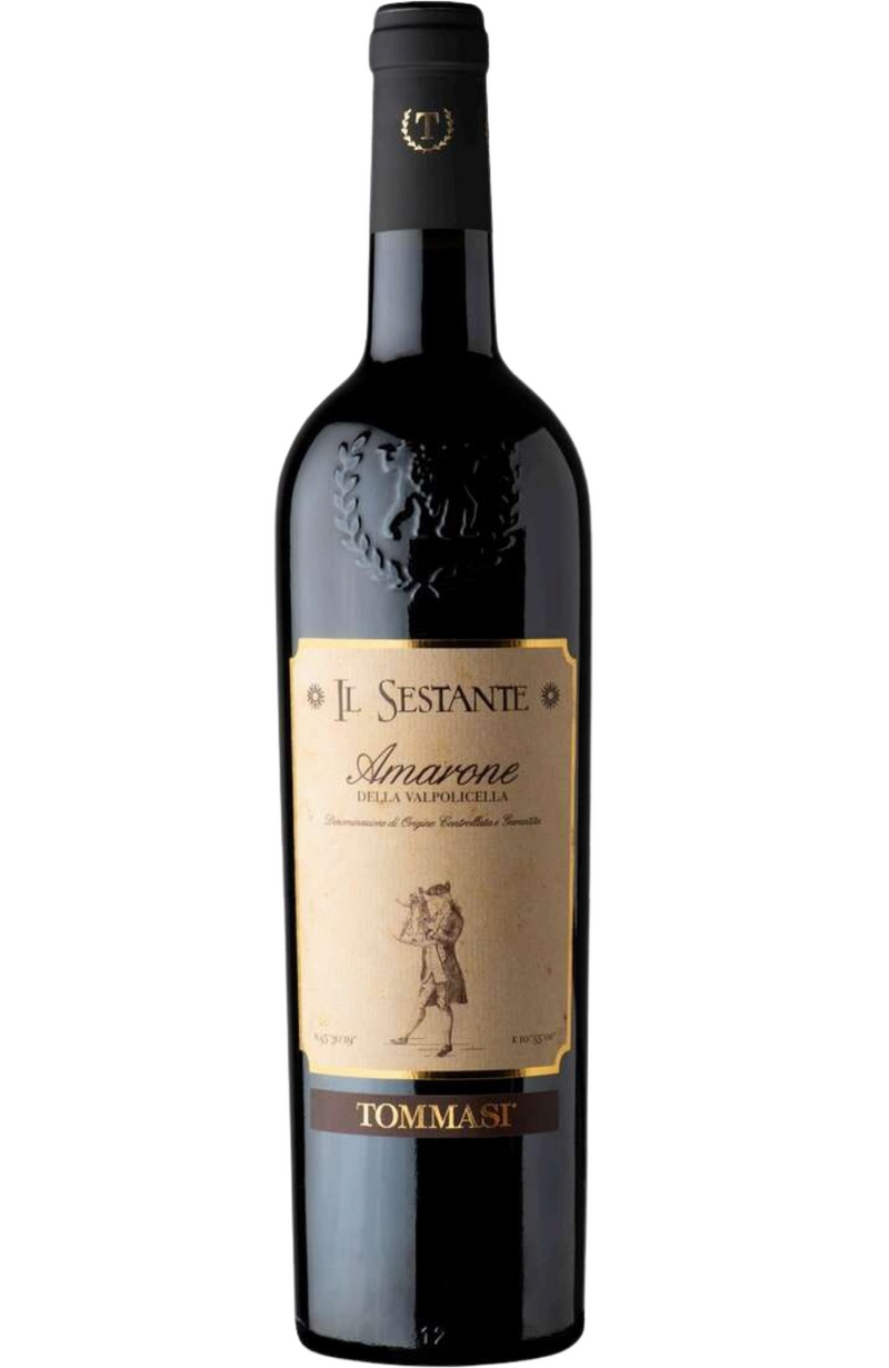 Tommasi Il Sestante Amarone Della Valpolicella 75cl bottle from Spades Wines & Spirits. A luxurious red wine from the Veneto region, crafted from dried Corvina, Rondinella, and Molinara grapes. This Amarone offers rich aromas of black cherry, dried plum, and spices, with complex layers of chocolate and tobacco. Full-bodied with velvety tannins and a long, elegant finish. Perfect for pairing with roasted meats, game, and mature cheeses.