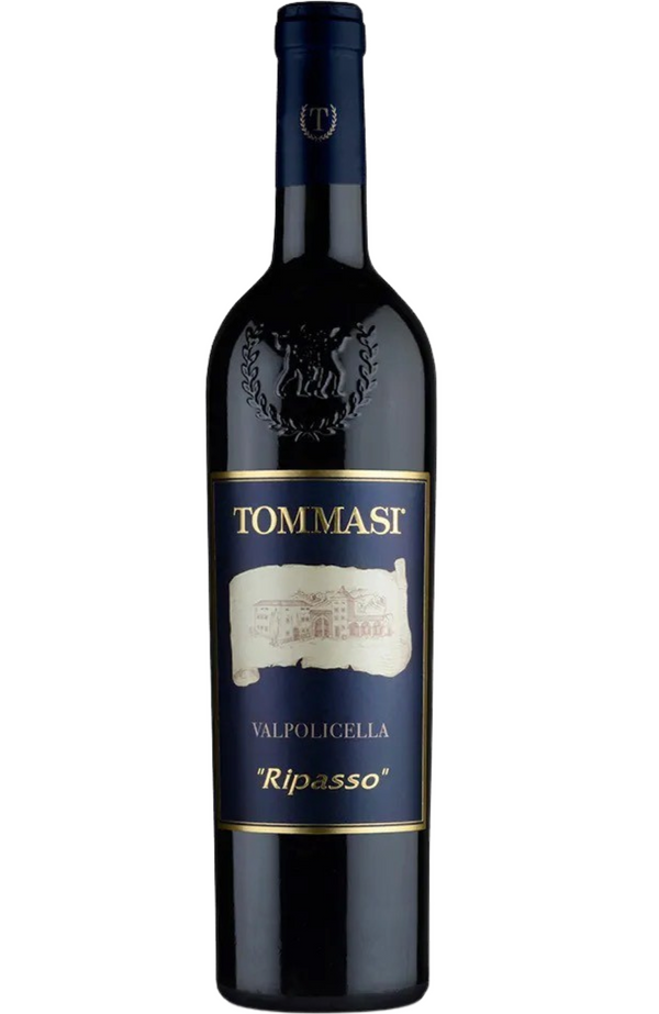 Tommasi Ripasso Valpolicella 75cl bottle from Spades Wines & Spirits. A rich red wine from the Veneto region of Italy, made using the Ripasso method, blending Corvina, Rondinella, and Molinara grapes. This wine offers aromas of ripe cherry, plum, and spices, with a medium to full body, smooth tannins, and a velvety finish. Ideal for pairing with grilled meats, pasta dishes, and hard cheeses.