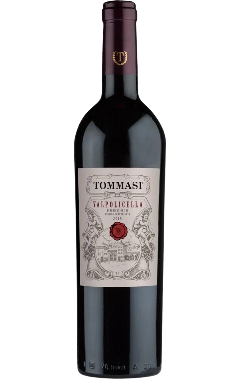 Tommasi Valpolicella 75cl bottle from Spades Wines & Spirits. A fresh and approachable red wine from the Veneto region of Italy, made from a blend of Corvina, Rondinella, and Molinara grapes. This Valpolicella features bright aromas of red cherry, raspberry, and subtle floral notes, with a light body, soft tannins, and a smooth finish. Ideal for pairing with pasta, pizza, and lighter meat dishes.