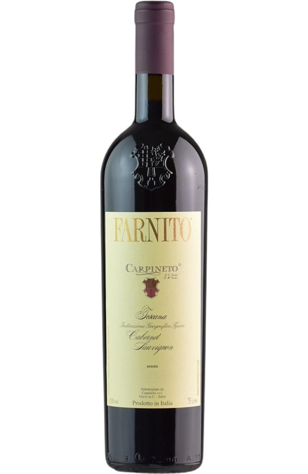 Carpineto Farnito Cabernet Sauvignon IGT DOCG 75cl bottle from Spades Wines & Spirits. A sophisticated Tuscan red wine made from 100% Cabernet Sauvignon, showcasing intense aromas of black currant, ripe cherries, and hints of spice and tobacco. Full-bodied with firm tannins and balanced acidity, it offers a long, structured finish. Ideal for pairing with roasted meats, game dishes, and mature cheeses.
