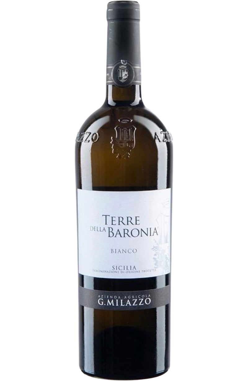 G. Milazzo Terre Della Baronia Bianco 75cl from Spades Wines & Spirits. An elegant Sicilian white wine with bright citrus aromas, floral nuances, and a crisp, mineral-driven finish. Perfect alongside seafood, light pasta dishes, or fresh salads.