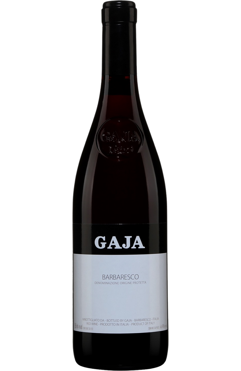 Gaja - Barbaresco, 75cl bottle available at Spades Wines & Spirits. A prestigious Piedmont red wine made from 100% Nebbiolo grapes. It features a bright garnet color with aromas of red berries, roses, and subtle spices. On the palate, it is elegant and full-bodied, offering flavors of cherries, licorice, and fine tannins, with a long, refined finish. Perfect for pairing with roasted meats, truffle dishes, or mature cheeses.