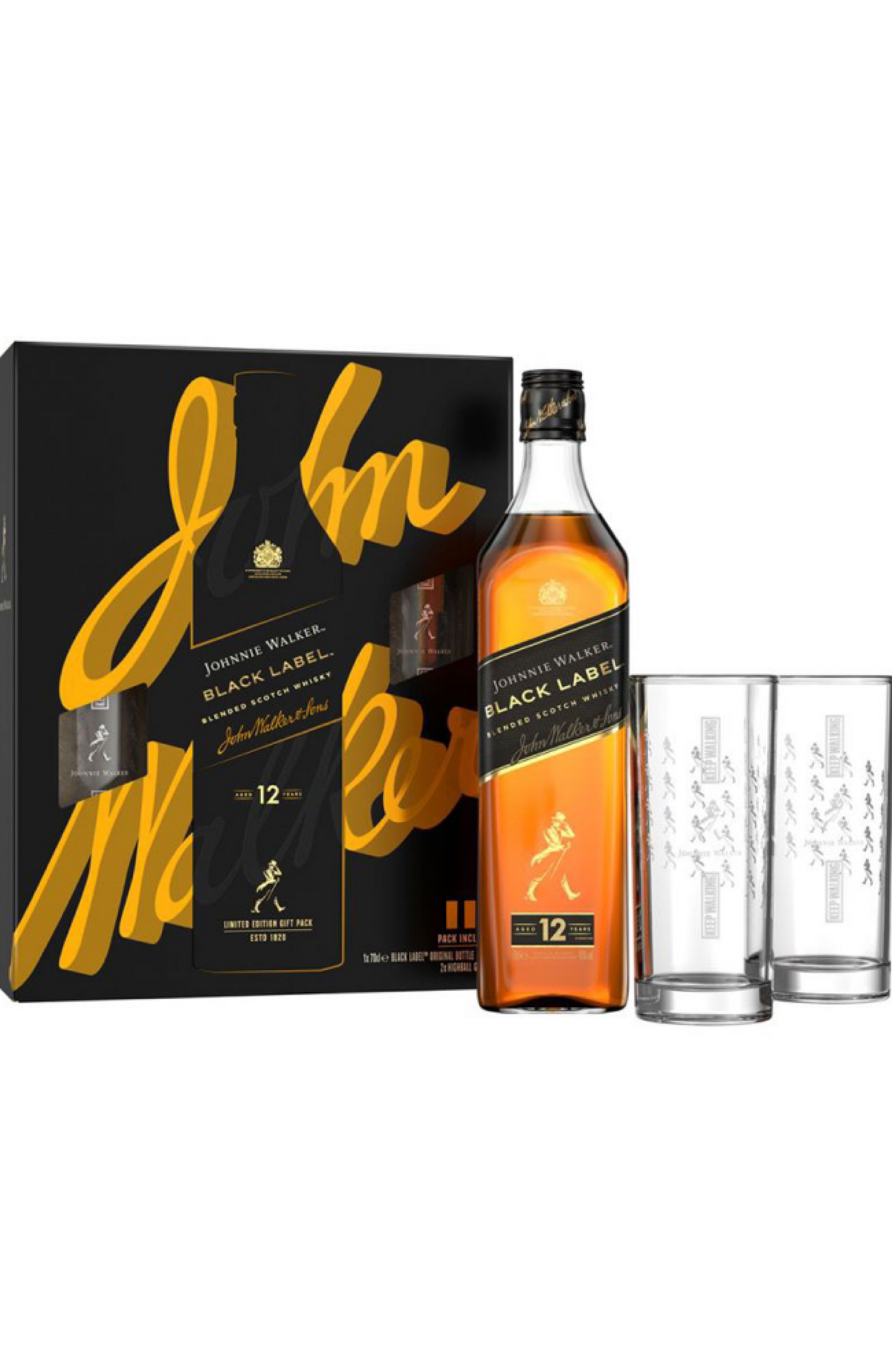 Johnnie Walker Gift Pack Black Label 12YO + 2 Glasses 40% 70cl