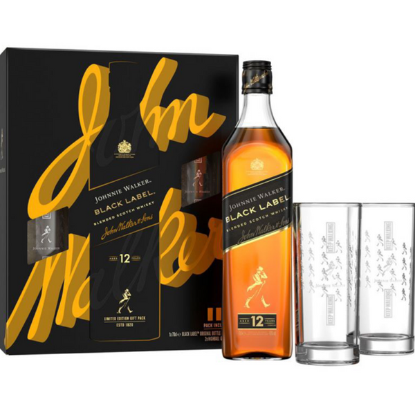 Johnnie Walker Black Label 12年 2本セット　古酒 Johnnie Walker Gift Pack Black Label 12YO + 2 Glasses 40% 70cl