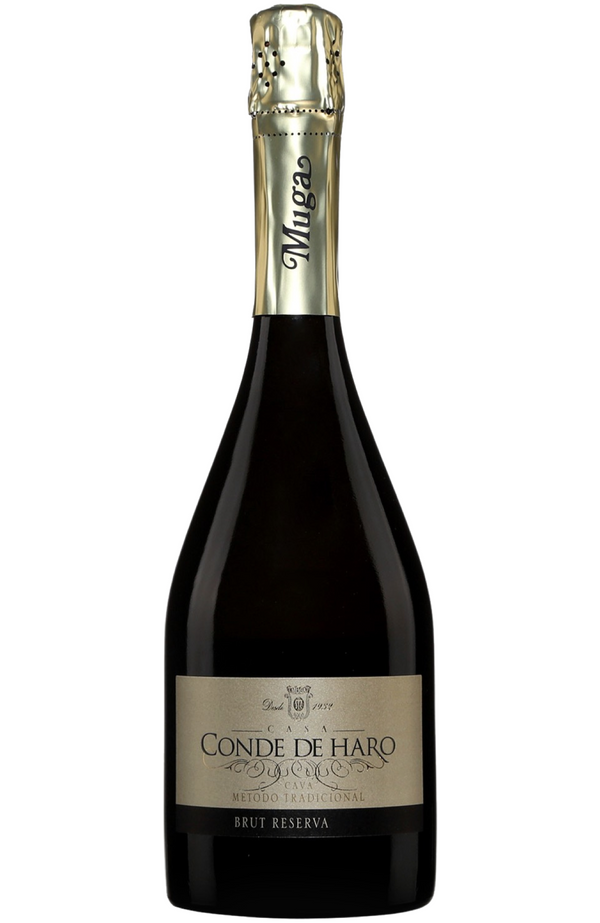 Muga Conde De Haro, Cava Brut Reserva 75cl by Spades Wines & Spirits, an elegant Spanish sparkling wine with lively bubbles and notes of green apple, citrus, and a touch of brioche. Perfectly paired with seafood, appetizers, and festive occasions. Ideal for celebrations and sophisticated gatherings.