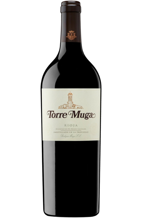 Muga - 'Torre Muga' Rioja 75cl from Spades Wines & Spirits. A luxurious and full-bodied Rioja, crafted with a blend of Tempranillo, Mazuelo, and Graciano. Intense aromas of ripe blackberries, dark chocolate, and spice are complemented by notes of vanilla and toast from French oak aging. The palate is rich and complex, with silky tannins, balanced acidity, and a long, elegant finish. Ideal for pairing with roasted meats, game, or aged cheeses. A masterpiece of Spanish winemaking.