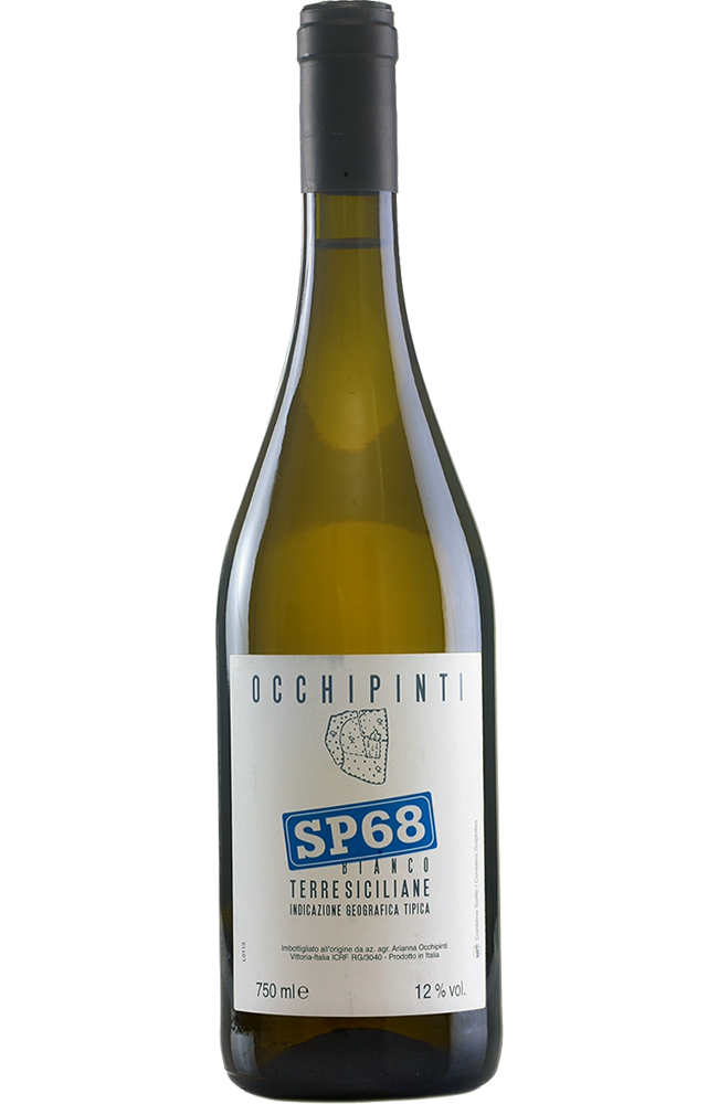 Occhipinti SP68 Bianco 75cl from Spades Wines & Spirits. A natural Sicilian white blend bursting with aromatic herbs, zesty citrus, and a touch of salinity. Vibrant and refreshing, it pairs beautifully with grilled fish, vegetarian dishes, and Mediterranean fare.