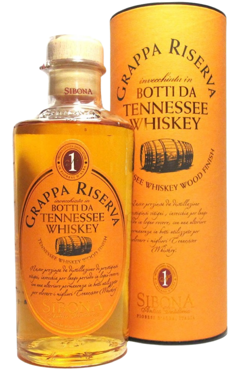 Sibona Grappa Riserva 'Tennessee Wood Finsih' + GB 44% 50cl