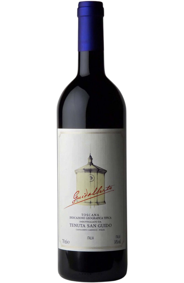 Tenuta San Guido - Guidalberto, 75cl bottle available at Spades Wines & Spirits. A refined red blend from Tuscany, predominantly made from Cabernet Sauvignon and Merlot. It has a deep ruby color with aromas of red berries, plum, and subtle spice. On the palate, it is medium-bodied with soft tannins, offering flavors of ripe fruit, herbs, and a smooth finish. Pairs well with roasted meats, pasta, or hard cheeses.