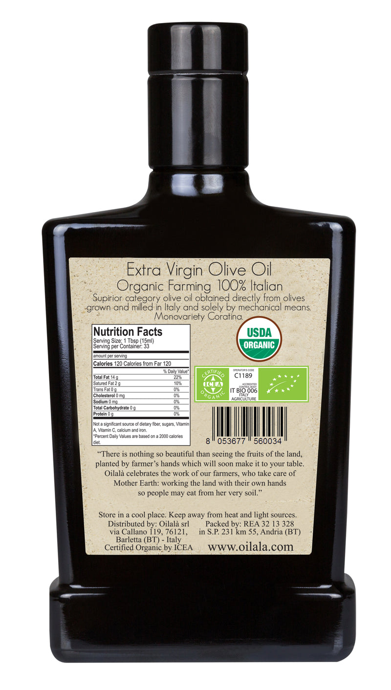 Oilala - Coratina ORGANIC 100% Extra Virgin Olive Oil 500ml
