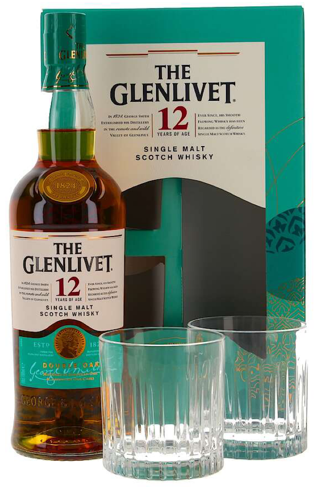 The Glenlivet 12 Years Double Oak + 2 Glasses 40% 70cl | Buy Whisky Malta 