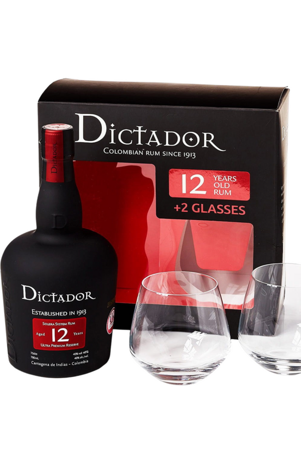 Dictador 12 YO + 2 Glasses Gift Pack 40% 70cl