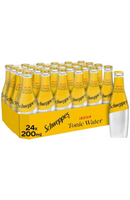 Schweppes Indian Tonic Water 24x200ml bottles in yellow pack, ideal for cocktails and mixers