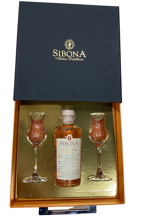 Sibona Gift Pack Grappa Di Barolo + 2 Glasses 50cl