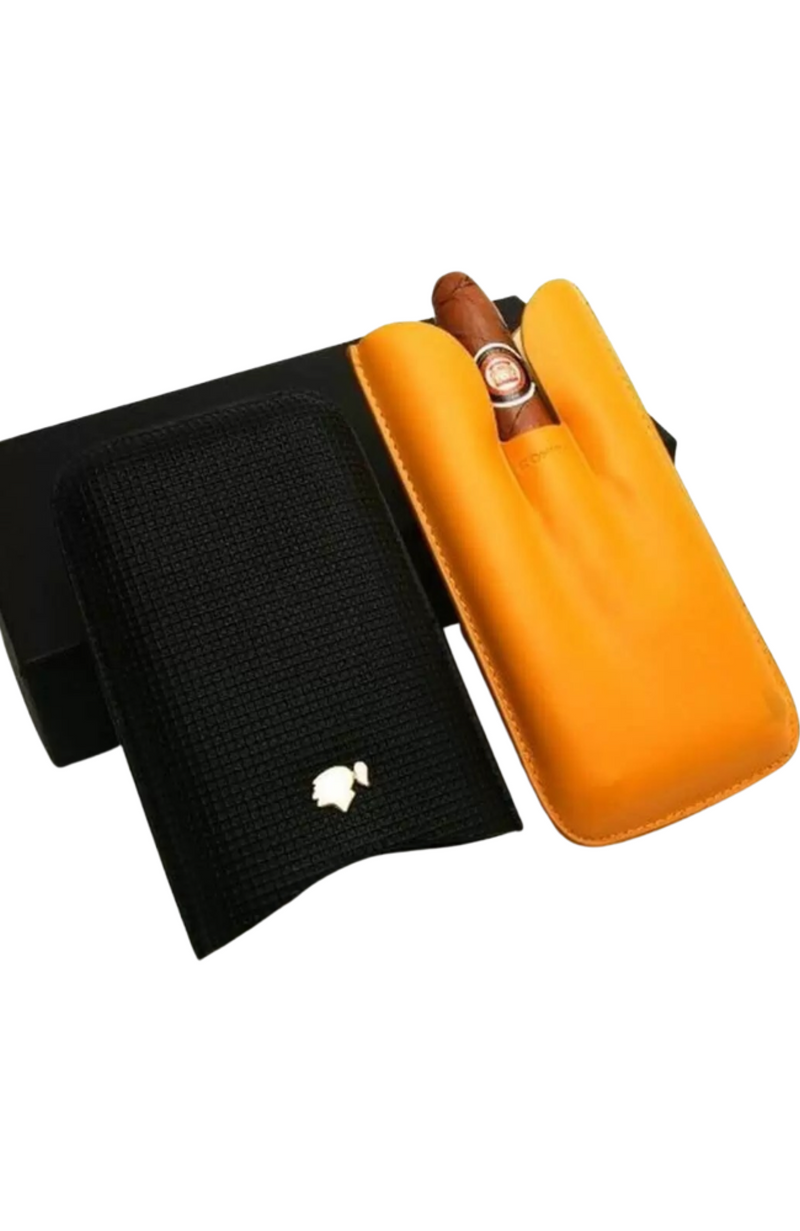 Cohiba Pocket Cigar Case In Leather 3 Places Adjustable