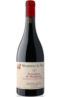 Masseria Li Veli Primitivo di Manduria Italian red wine bottle with DOC label and red capsule