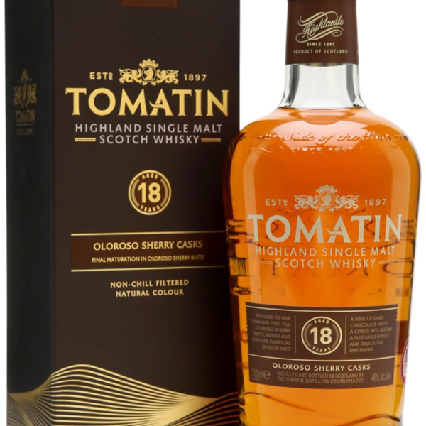 Tomatin 18年 Highland Single Malt Tomatin 18 Year Old + GB 46% 70cl – Spades Wine & Spirits | 4000+