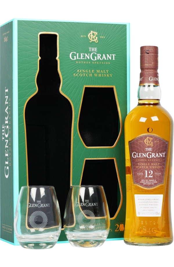 Glen Grant 12 YO + 2 Glasses Gift Pack 43%