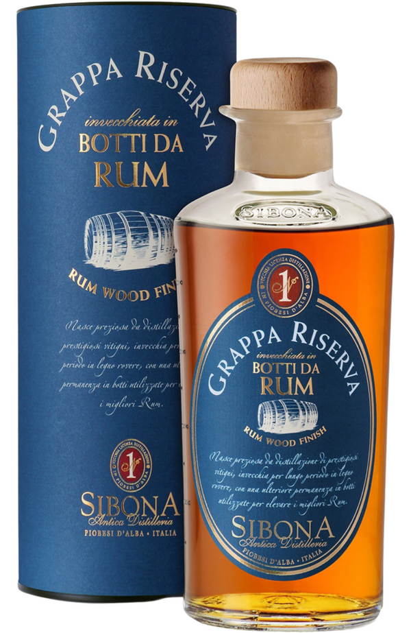 Sibona Grappa Riserva 'Rum Wood Finish' + GB 44% 50cl