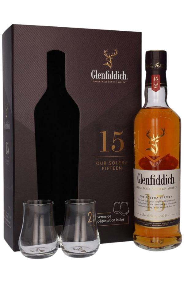 Glenfiddich 15YO Gift Box Solera + 2 Glasses 40% 70cl  