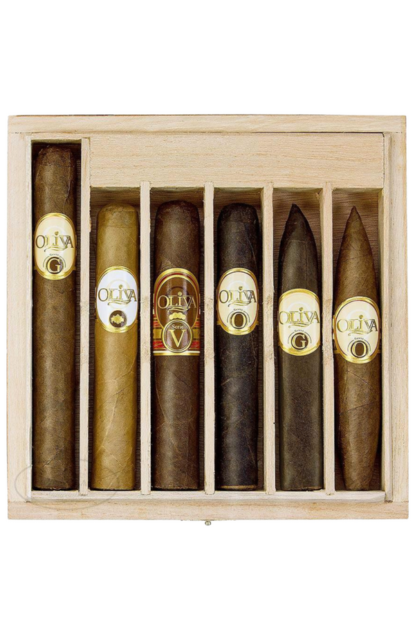 6 Cigars 1x Connecticut Reserve Robusto 5×50 1x Serie G Maduro Belicoso 5×52 1x Serie G Toro 6×50 1x Serie O Perfecto 5×55 1x Serie O Maduro Robusto 5×50 1x Serie V Double Robusto 5×54